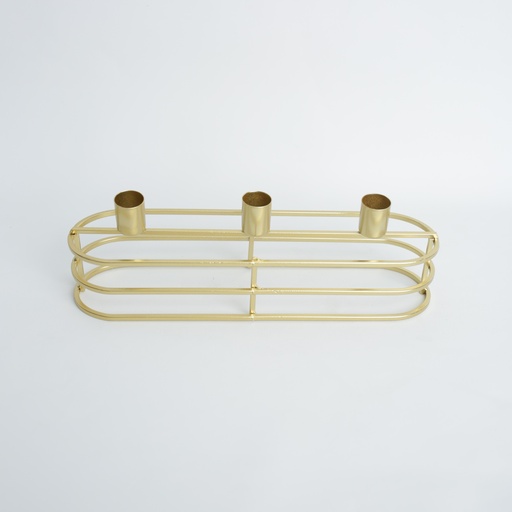 [908272] Bougeoir oval 3 bougies métal
